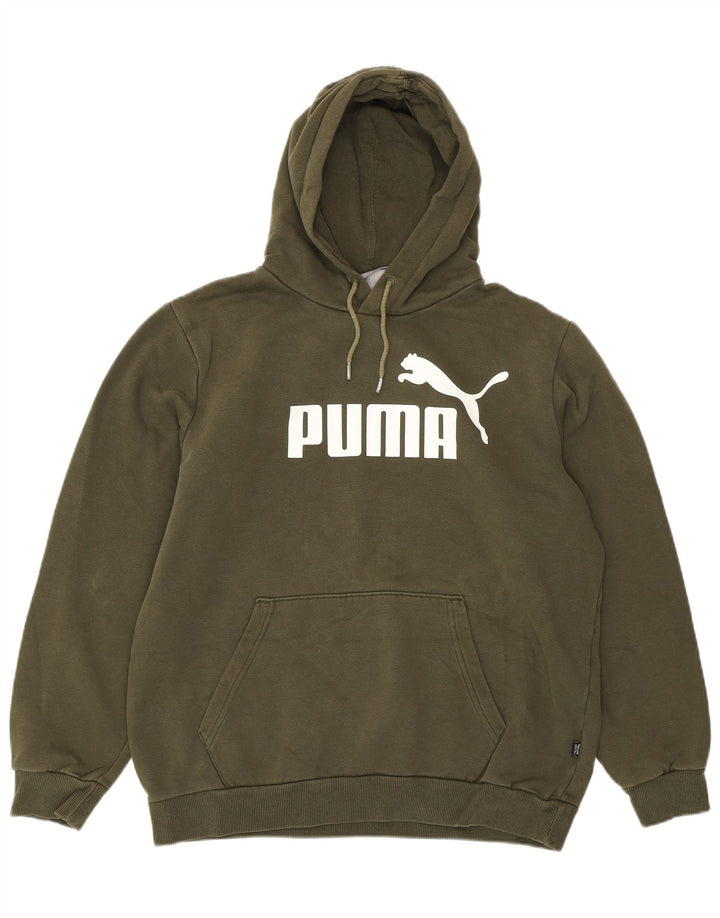 PUMA Womens Oversized Graphic Hoodie Jumper UK 14 Medium Khaki Elastane