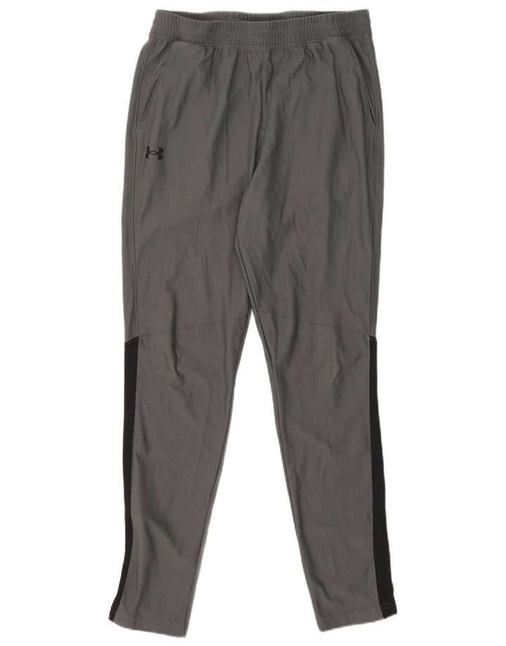 UNDER ARMOUR Mens Fitted Tracksuit Trousers Large Grey Colourblock