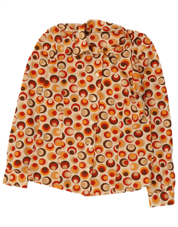 Vintage Womens Shirt Blouse UK 10 Small Multicoloured Geometric Polyamide
