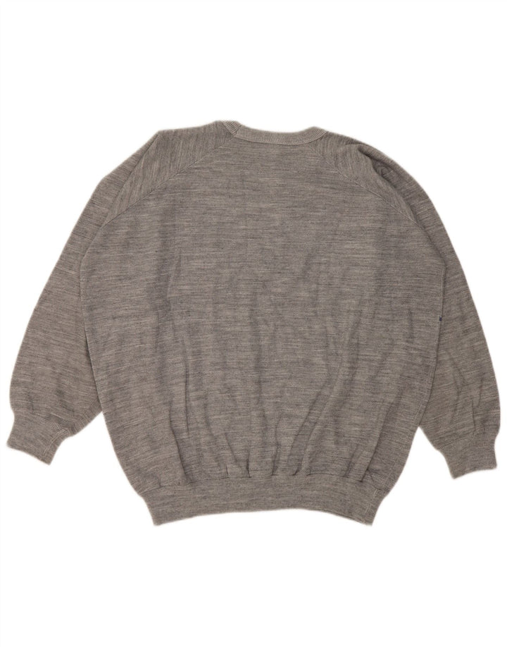 Vintage Mens Graphic Sweatshirt Jumper Medium Grey Flecked Cotton