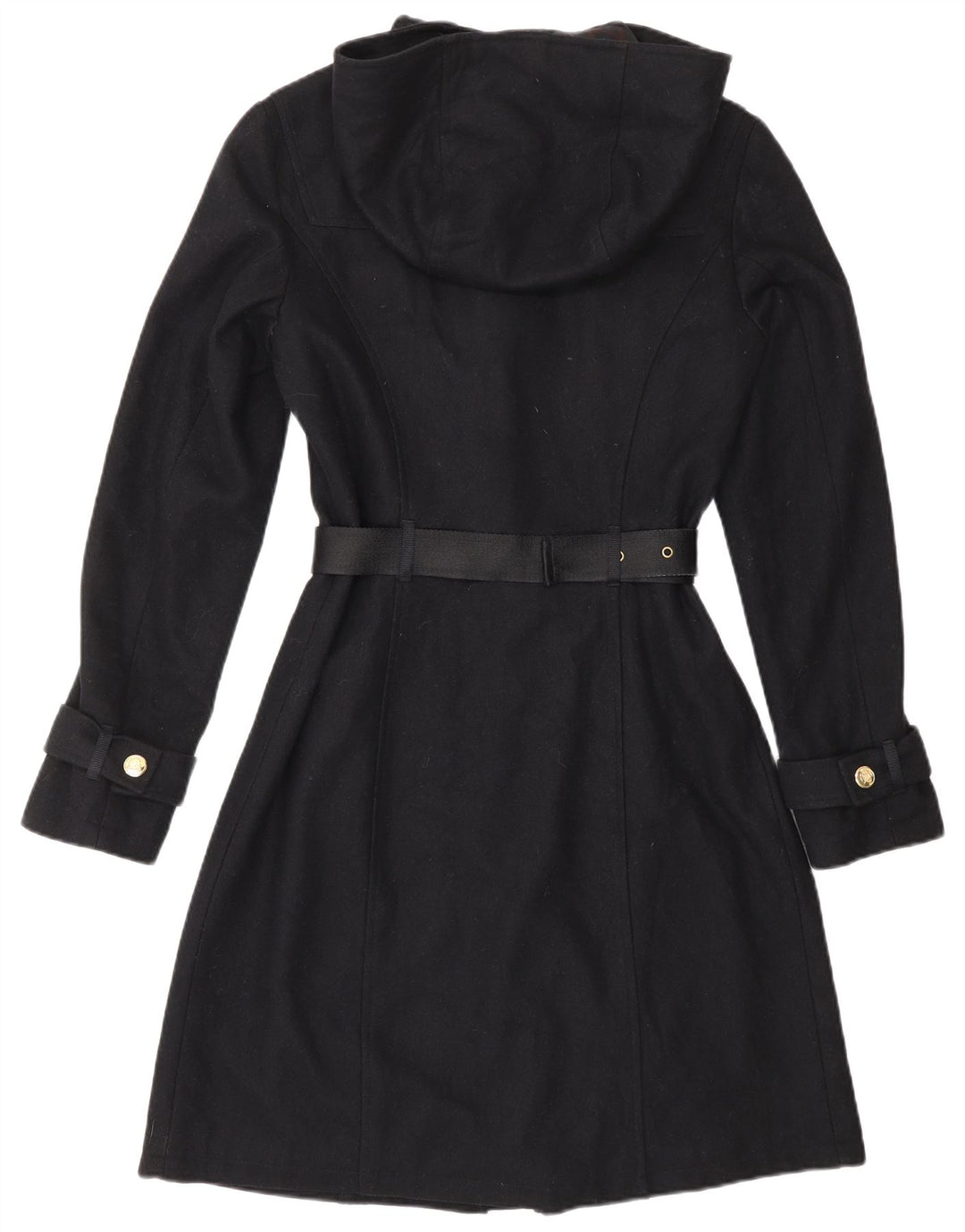 CARACTERE Womens Hooded Duffle Coat UK 10 Small  Navy Blue Wool