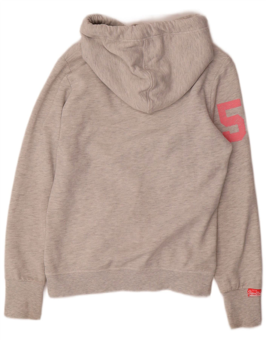 SUPERDRY Womens Graphic Hoodie Jumper UK 10 Small Grey Cotton