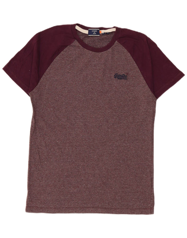 Superdry Mens T-Shirt Top Medium Burgundy Flecked Cotton