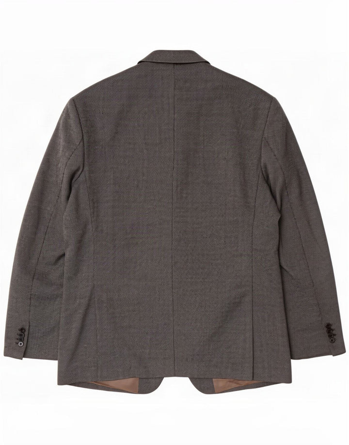Wellington Mens 3 Button Blazer Jacket UK 46 3XL Grey Wool