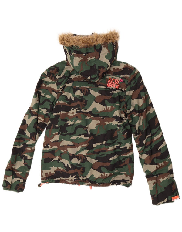 Superdry Womens Windcheater Windbreaker Jacket UK 10 Small Green Camouflage