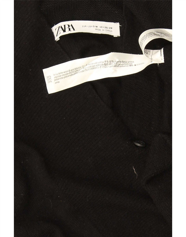 Zara Womens Oversized Cardigan Sweater UK 10 Small Black Wool