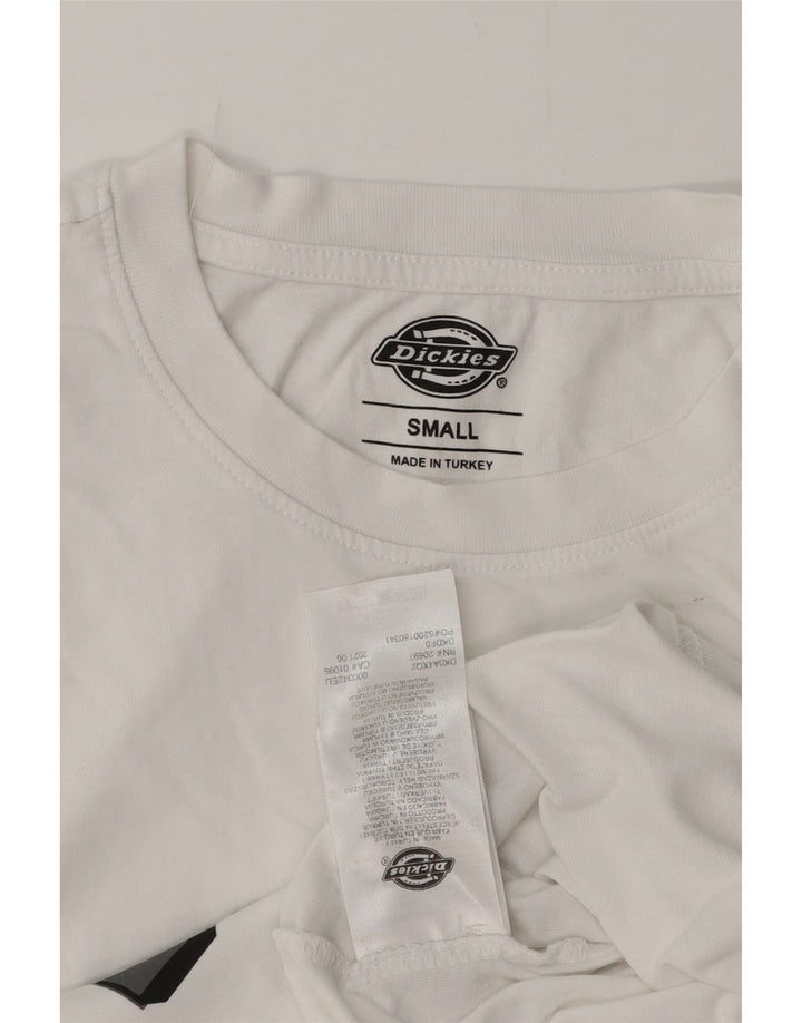 DICKIES Mens Graphic T-Shirt Top Small White Cotton