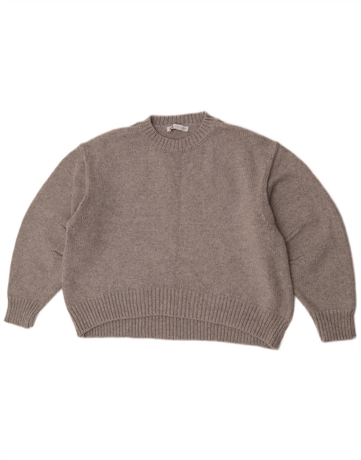 Zara Womens Crew Neck Jumper Sweater UK 16 Large Grey Polyamide