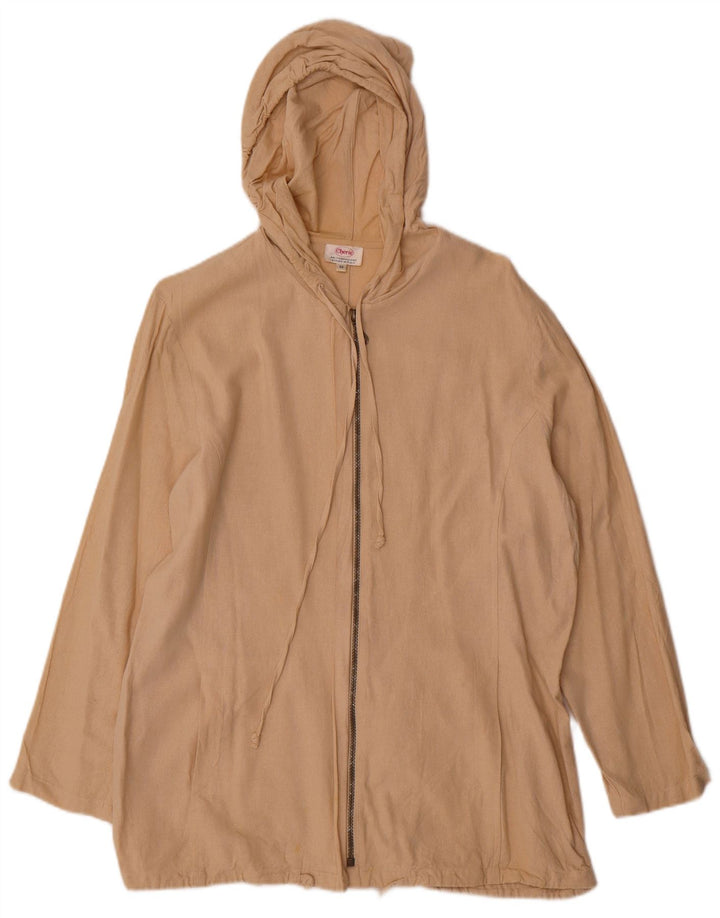 cherie Womens Hooded Bomber Jacket IT 46 Large Beige Silk