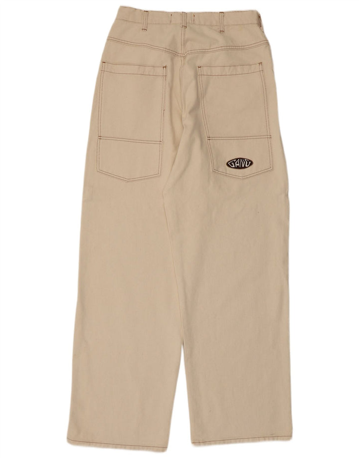 GANG Mens Wide Leg Casual Trousers XL W32 L33 Off White Cotton