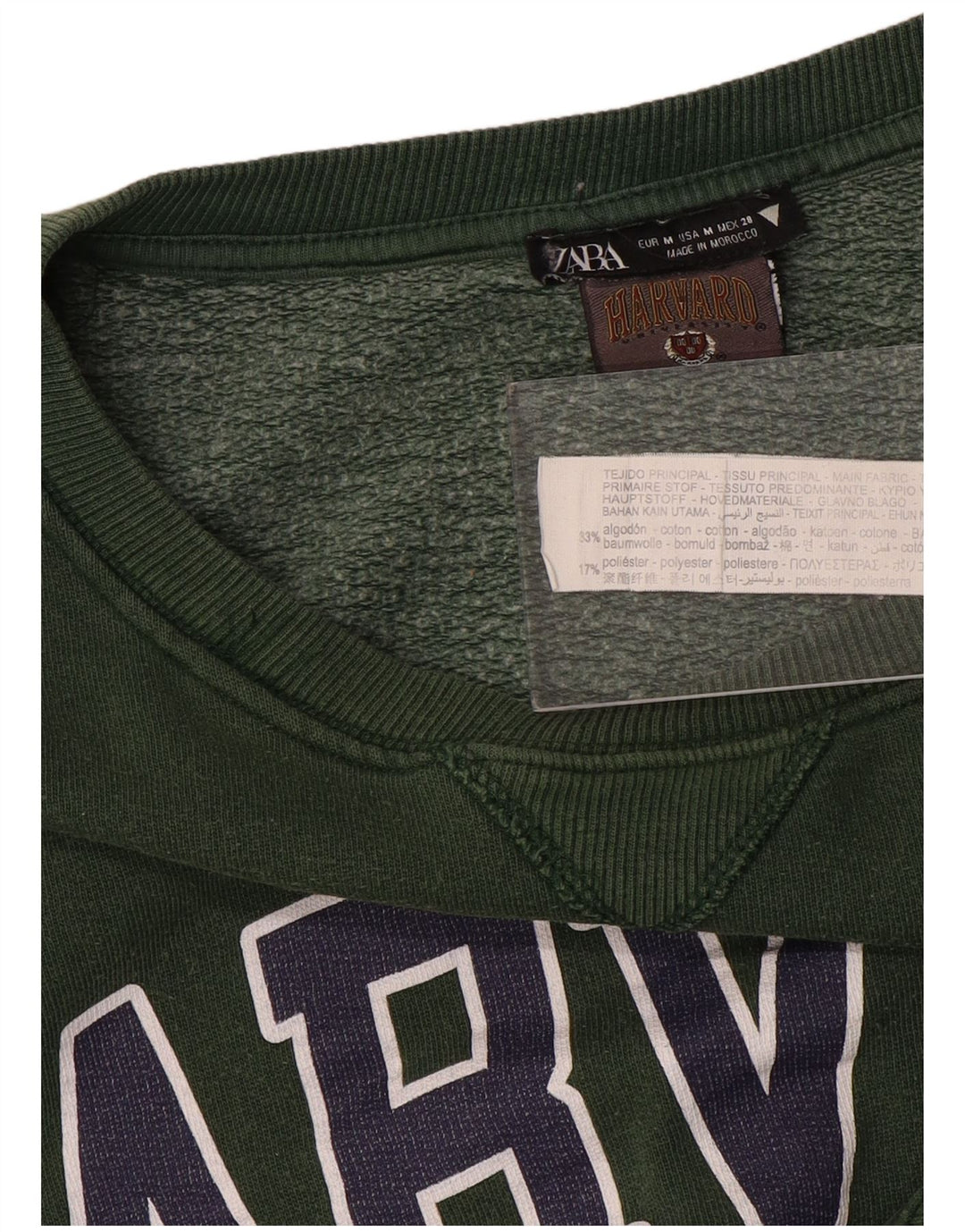 ZARA Womens Harvard Oversized Graphic Sweatshirt Jumper UK 14 Medium Green