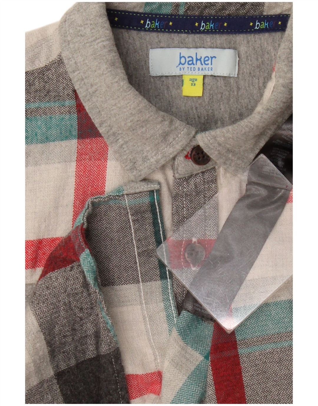 Ted Baker Boys Flannel Shirt 12-13 Years Grey Plaid Cotton