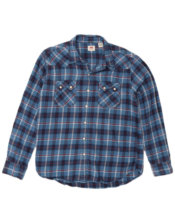 Levi's Mens Flannel Shirt Large Blue Check