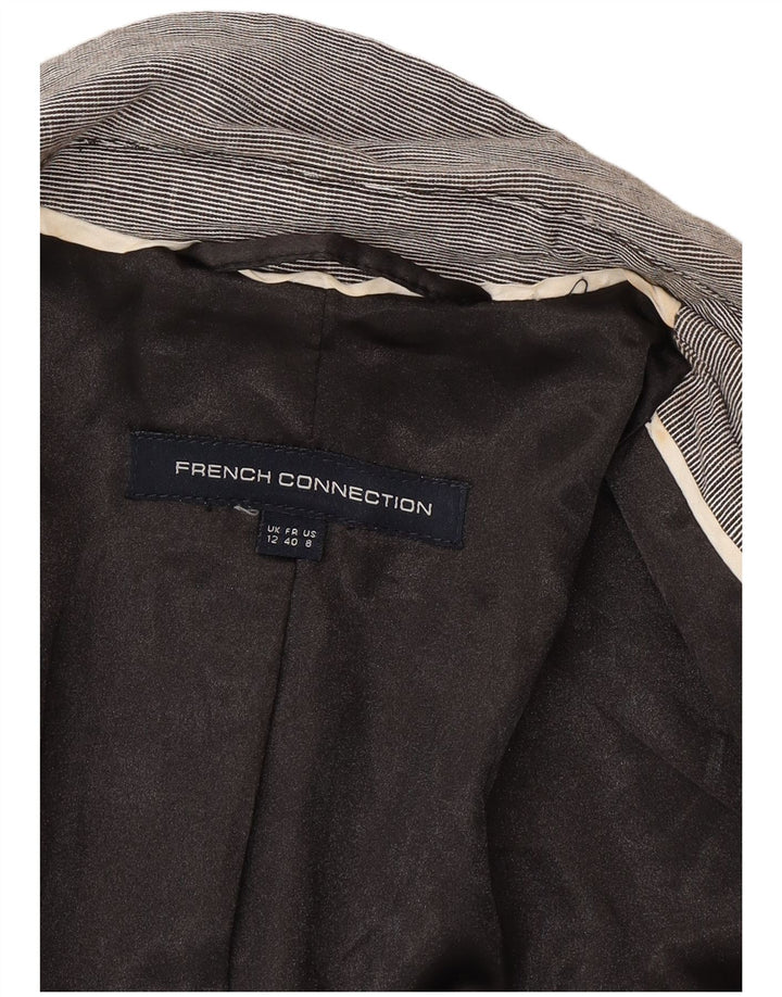 French Connection Womens 2 Button Blazer Jacket UK 12 Medium Grey Pinstripe