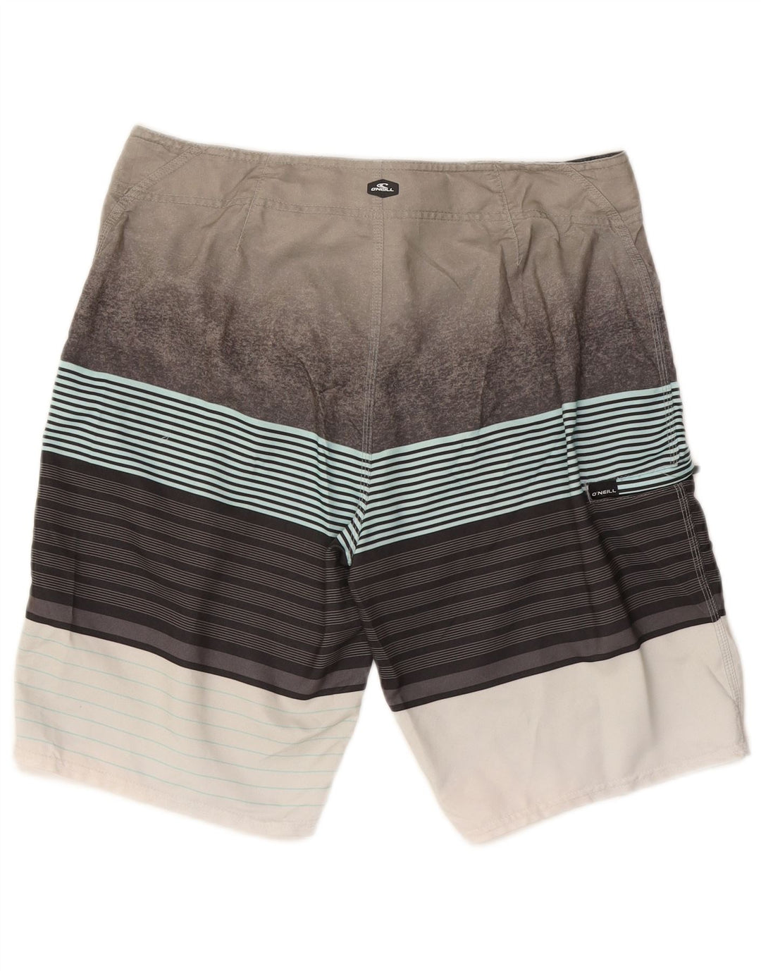 O'Neill Mens Swimming Shorts Large Grey Striped Polyester Beach