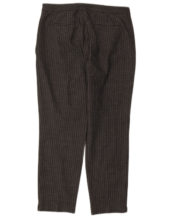 Marks & Spencer Womens Chino Trousers UK 14 Large W32 L26 Grey Pinstripe