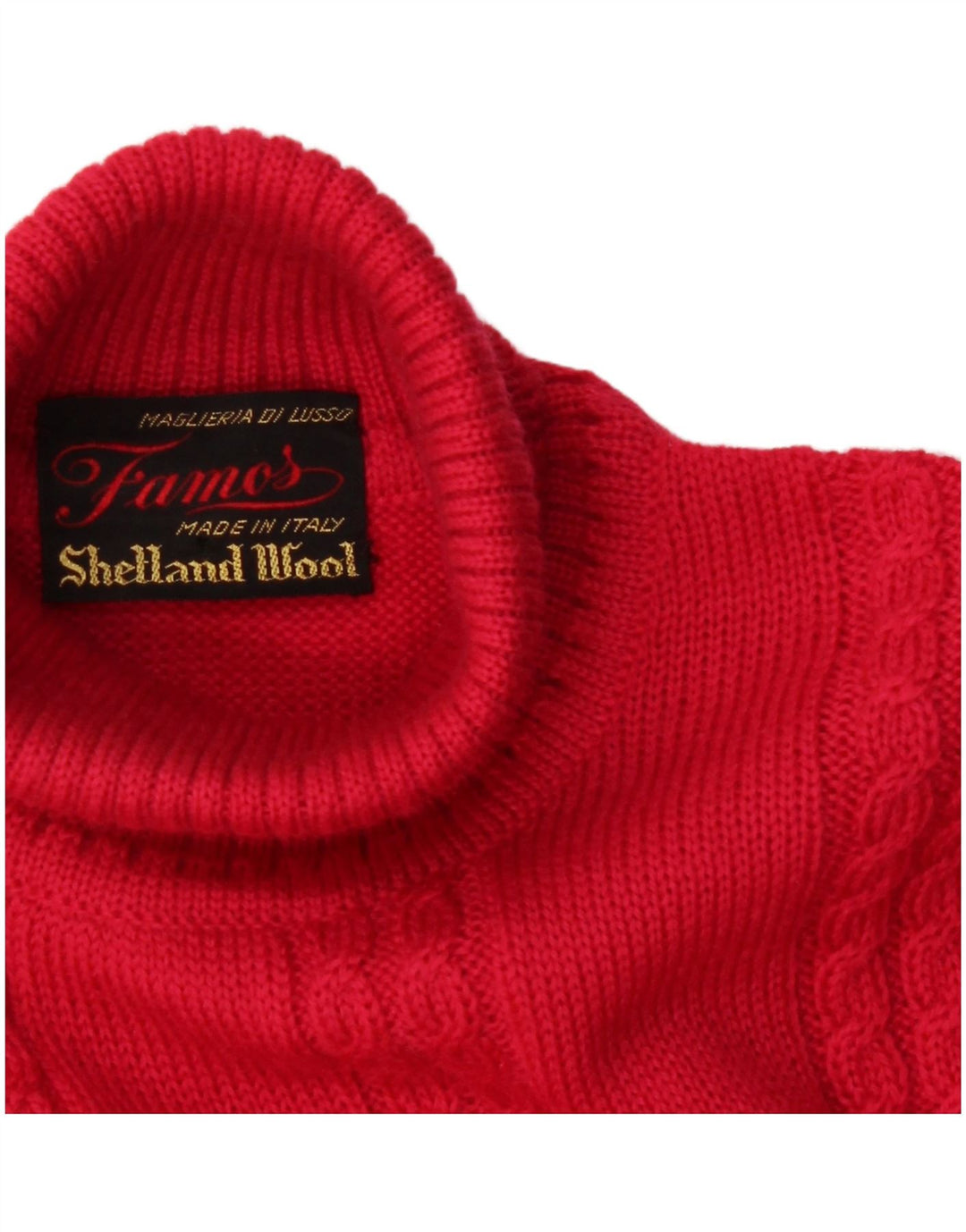 VINTAGE Womens Crop Roll Neck Jumper Sweater UK 10 Small Pink Wool