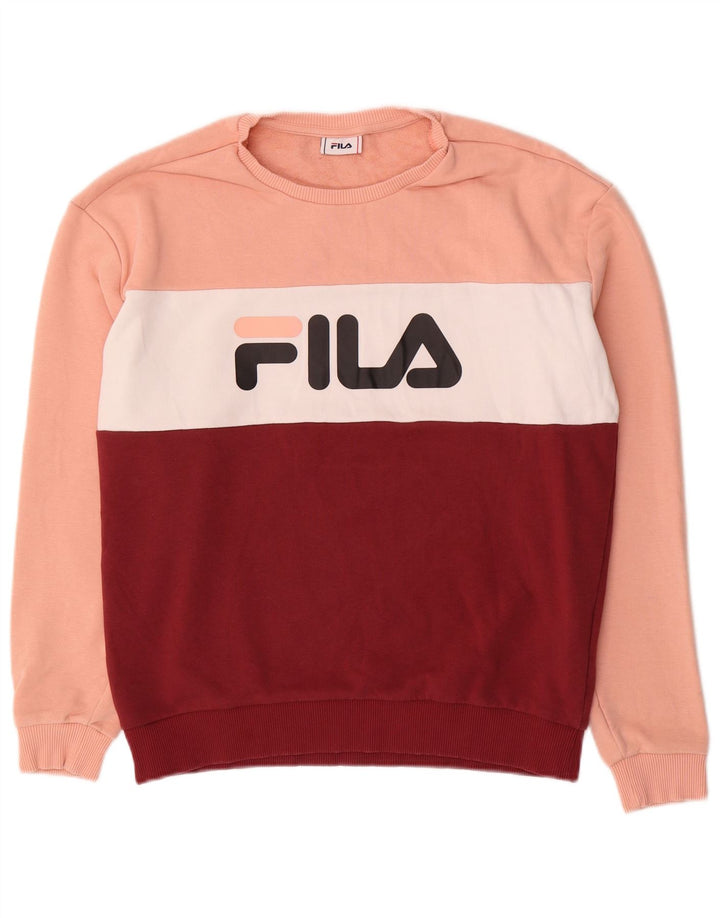 FILA Womens Sweatshirt Jumper UK 16 Large Multicoloured Colourblock