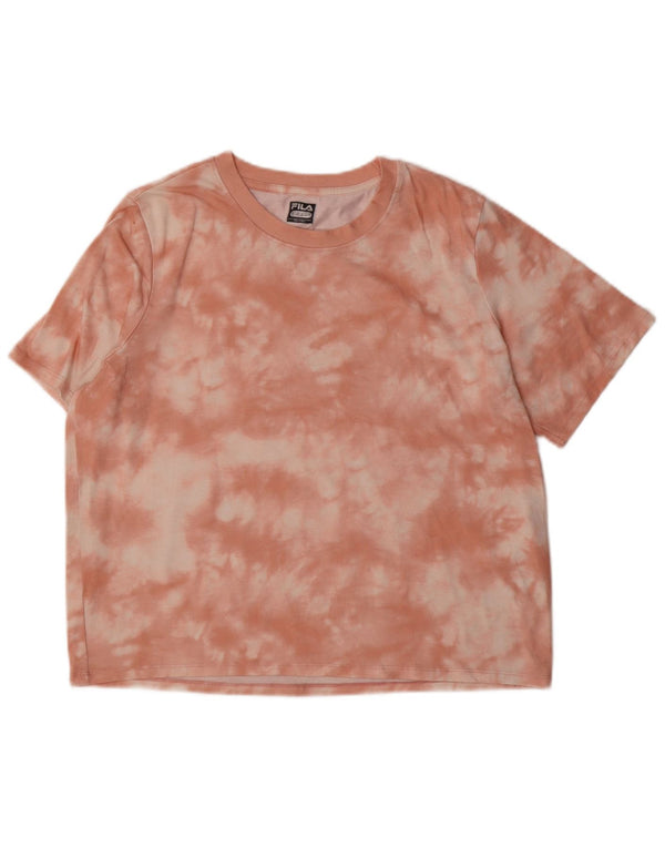 FILA Womens T-Shirt Top UK 12 Medium  Pink Tie Dye Cotton