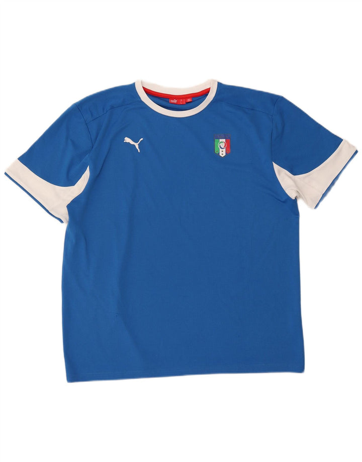 Puma Mens Italia Graphic T-Shirt Top Large Blue Colourblock