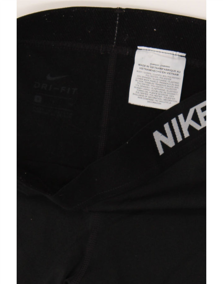 NIKE Womens Dri Fit Graphic Leggings UK 10 Small Black Polyester Vintage Nike and Second-Hand Nike from Messina Hembry 