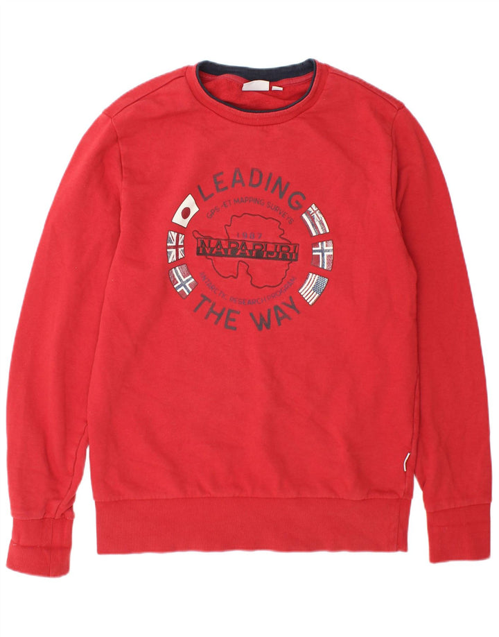 Napapijri Mens Graphic Sweatshirt Jumper Medium Red Cotton