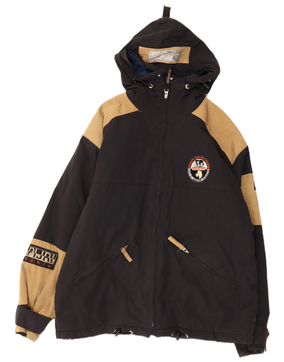 NAPAPIJRI Mens Graphic Windbreaker Jacket UK 38 Medium Navy Blue