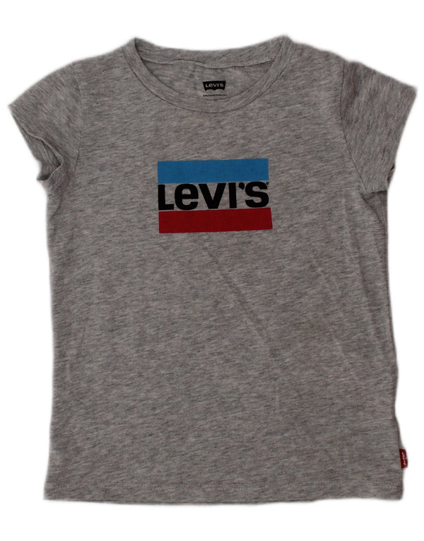 LEVI'S Girls Graphic T-Shirt Top 3-4 Years Grey Cotton