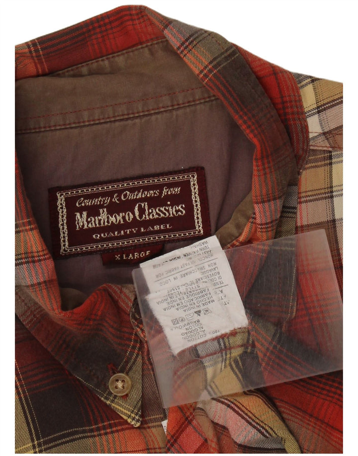 Marlboro Classics Mens Checked  Flannel Shirt XL Red Plaid Cotton