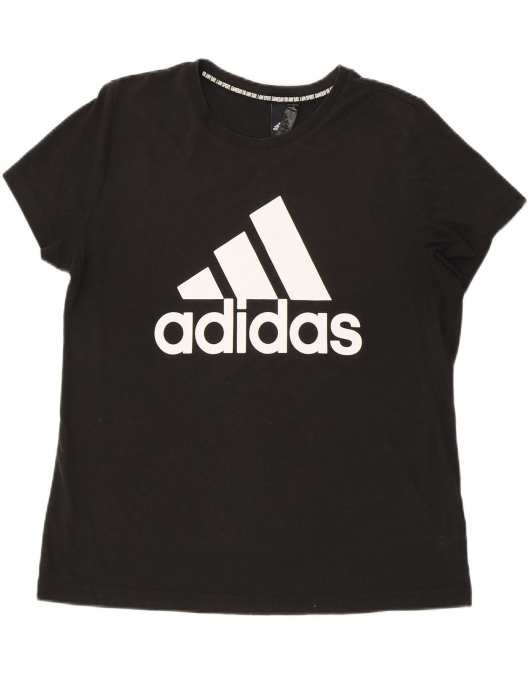 ADIDAS Womens Graphic T-Shirt Top UK 20/22 XL Black Cotton