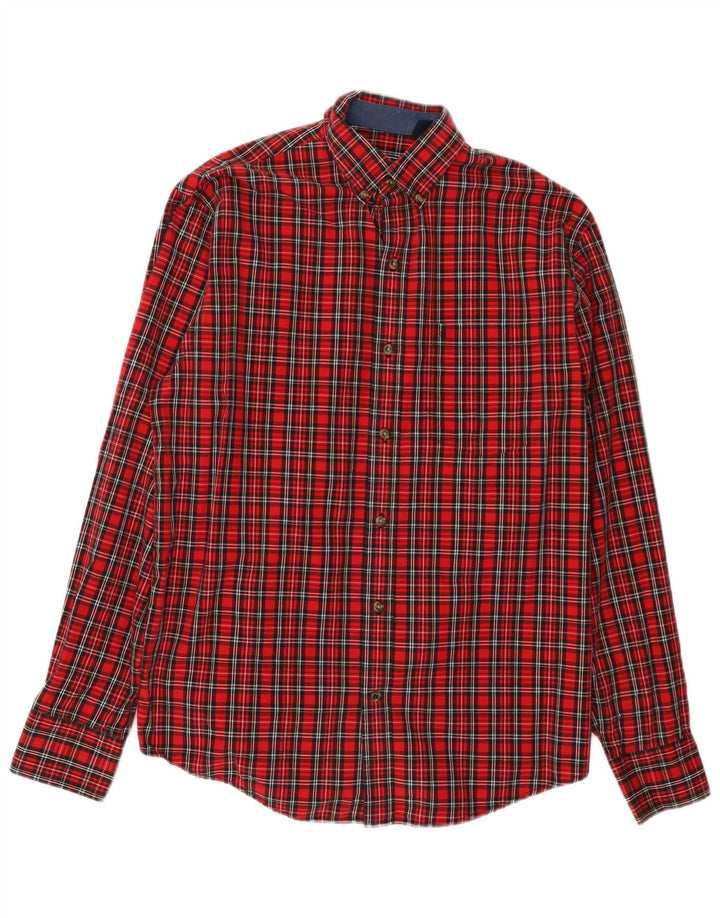 IZOD Mens Shirt Small Red Check Cotton