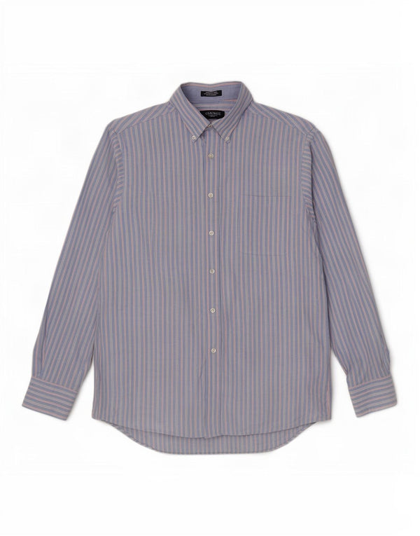 Chaps Mens Classic Fit Shirt Size 16 1/2 Large Blue Striped Cotton