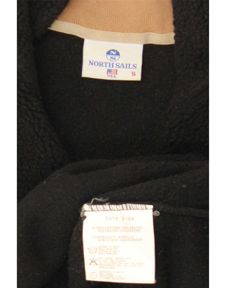 North Sails Mens Zip Neck Fleece Jumper Small Black Polyester