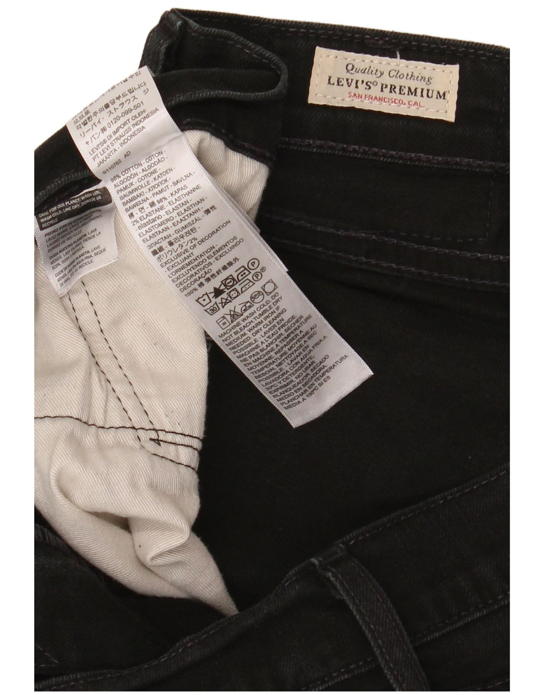 LEVI'S Mens Straight Jeans W36 L32 Black Cotton