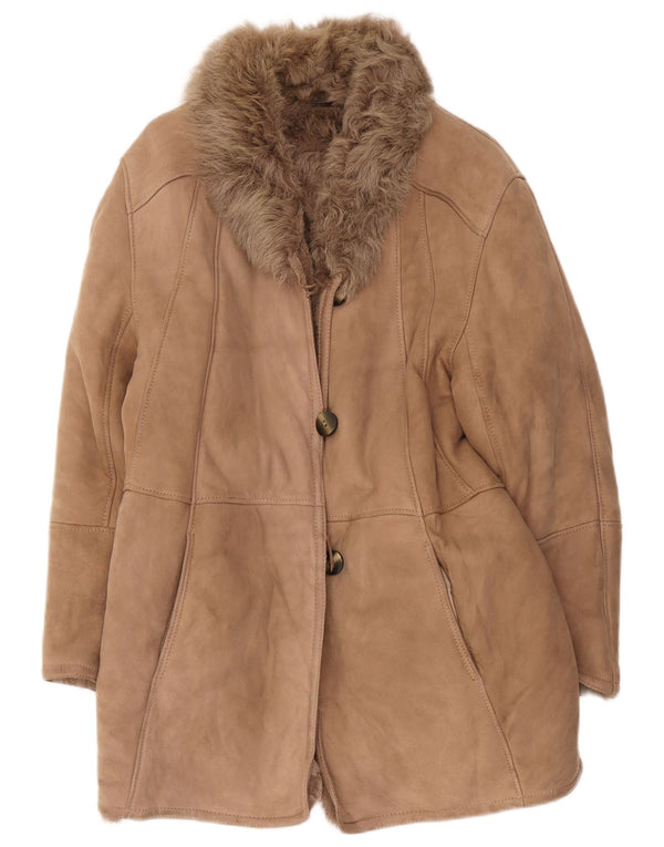 Vintage Womens Shearling Coat IT 44 Medium Beige
