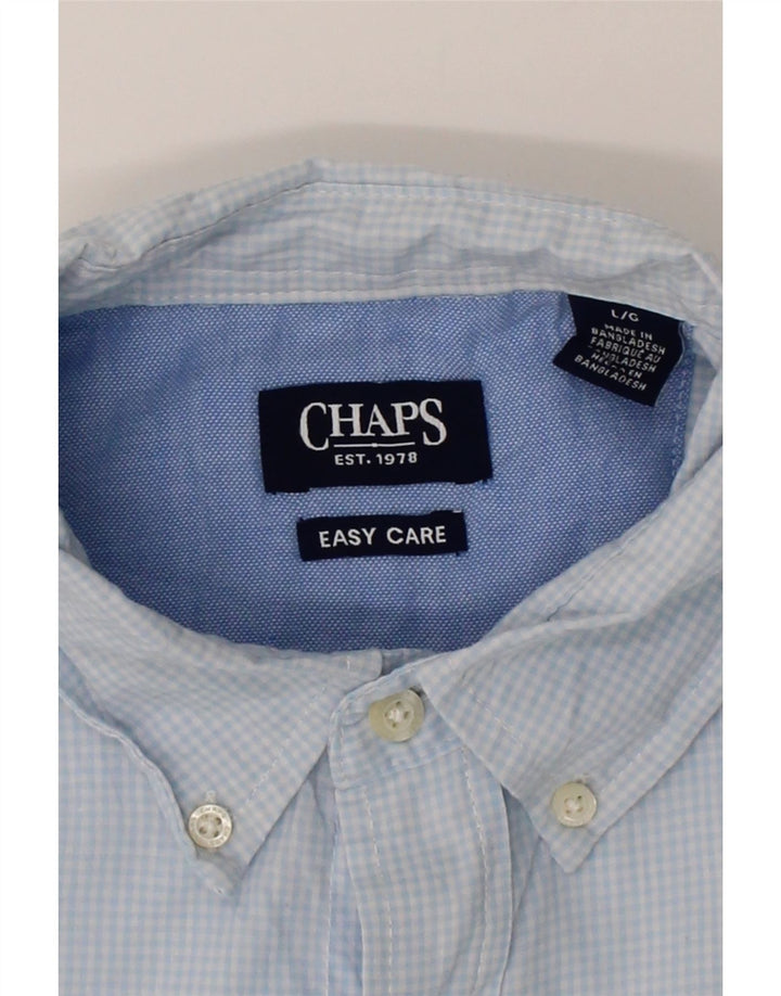 CHAPS Mens Easy Care Short Sleeve Shirt Large Blue Gingham Cotton Vintage Chaps and Second-Hand Chaps from Messina Hembry 