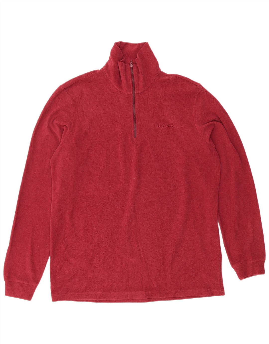 Lotto Mens Zip Neck Fleece Jumper Medium Red Polyester