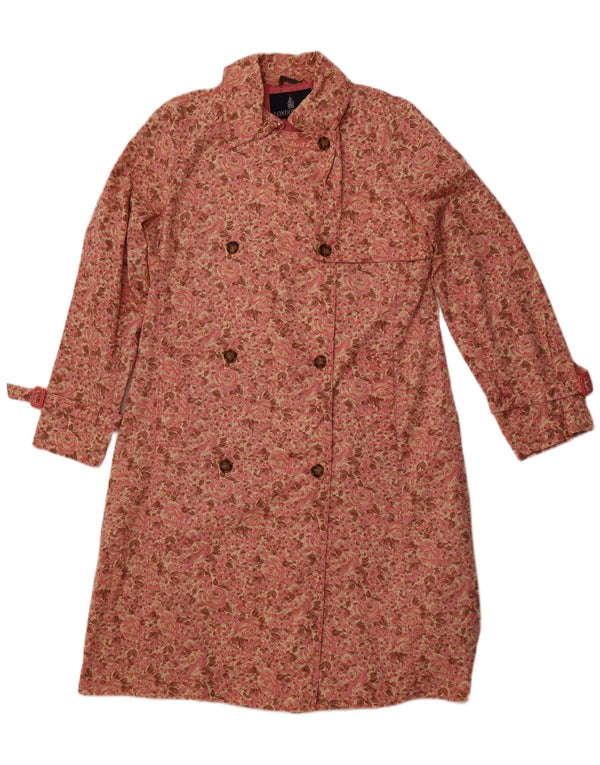 LONDON FOG Womens Trench Coat UK 16 Large Pink Floral Cotton