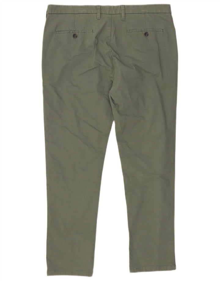 MARKS & SPENCER Mens Skinny Chino Trousers W36 L29 Green Cotton