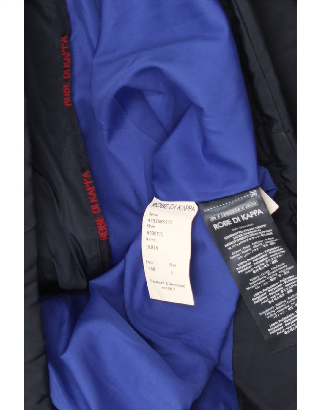 Kappa Mens Padded Jacket UK 40 Large Navy Blue Polyester