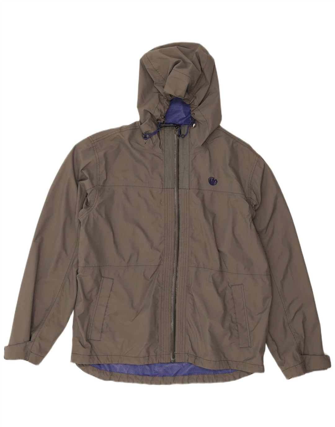 Fat Face Mens Hooded Rain Jacket UK 40 Large Grey Nylon