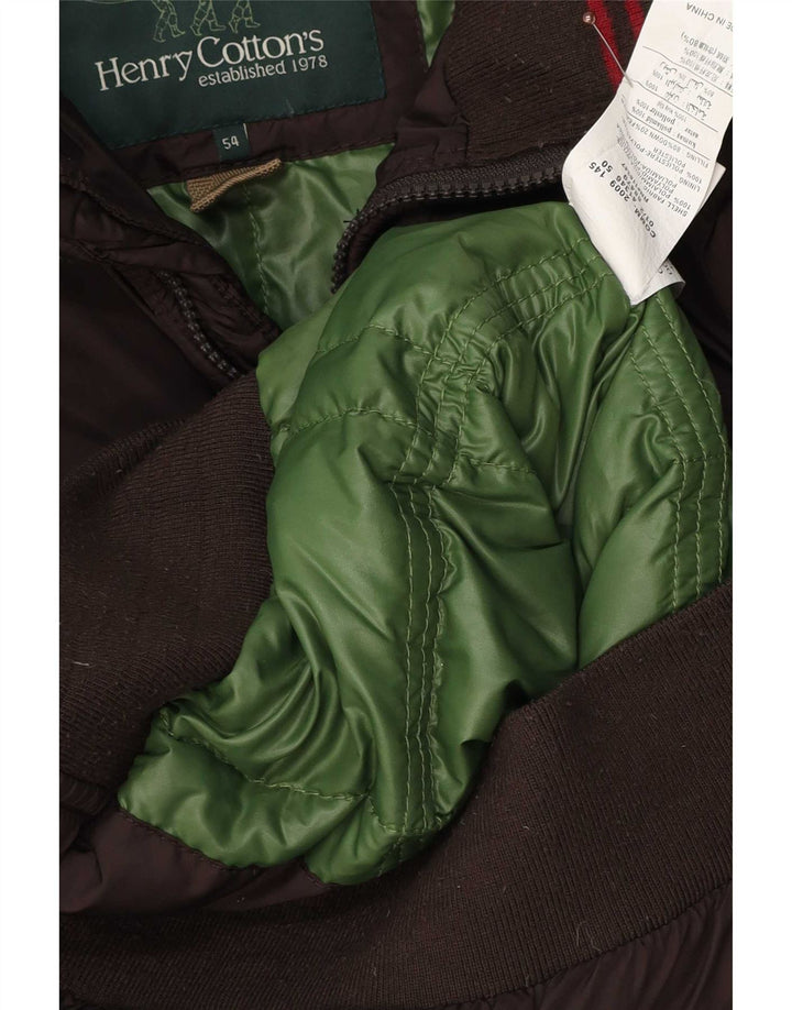 Henry Cottons Mens Bomber Padded Jacket IT 54 2XL Brown Polyamide