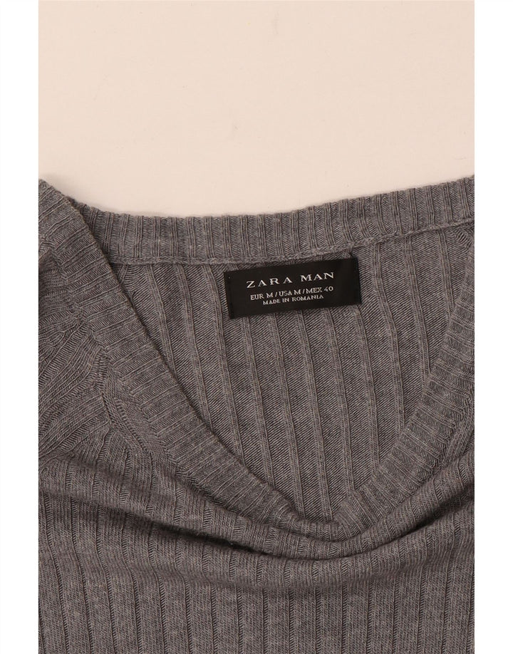 Zara Mens Top Long Sleeve Medium Grey