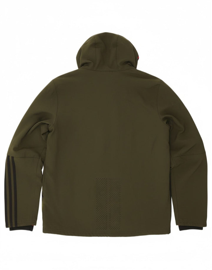 ADIDAS Boys Climacool Hooded Rain Jacket 15-16 Years Green Polyester
