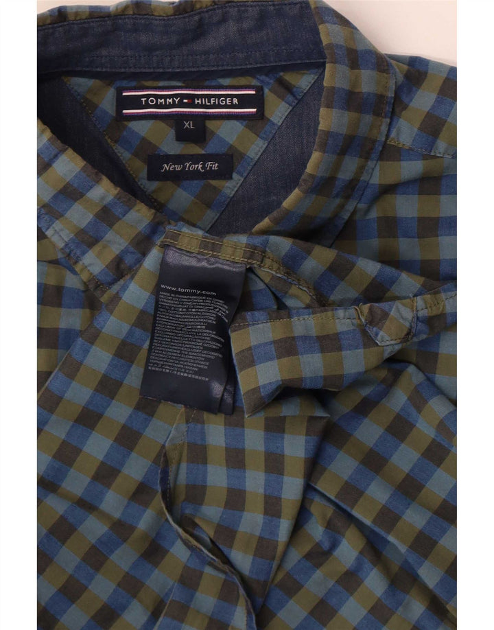 Tommy Hilfiger Mens Shirt XL Blue Gingham Cotton
