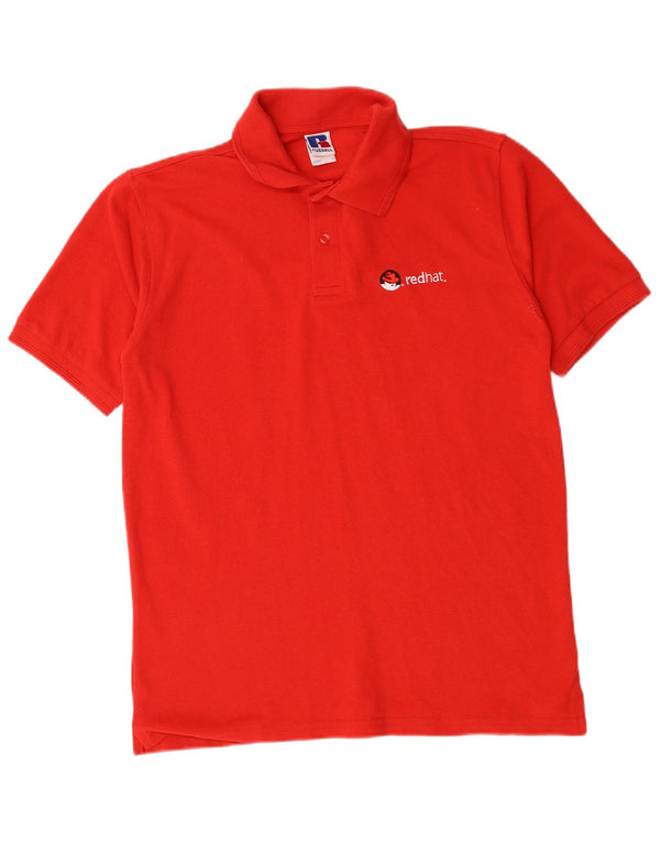 Russell Athletic Mens Graphic Polo Shirt Medium Red Cotton