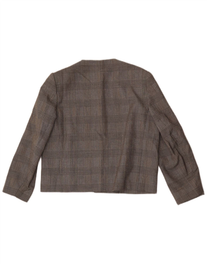 Mansfield Womens 6 Button Blazer Jacket UK 18 XL Grey Check Polyester