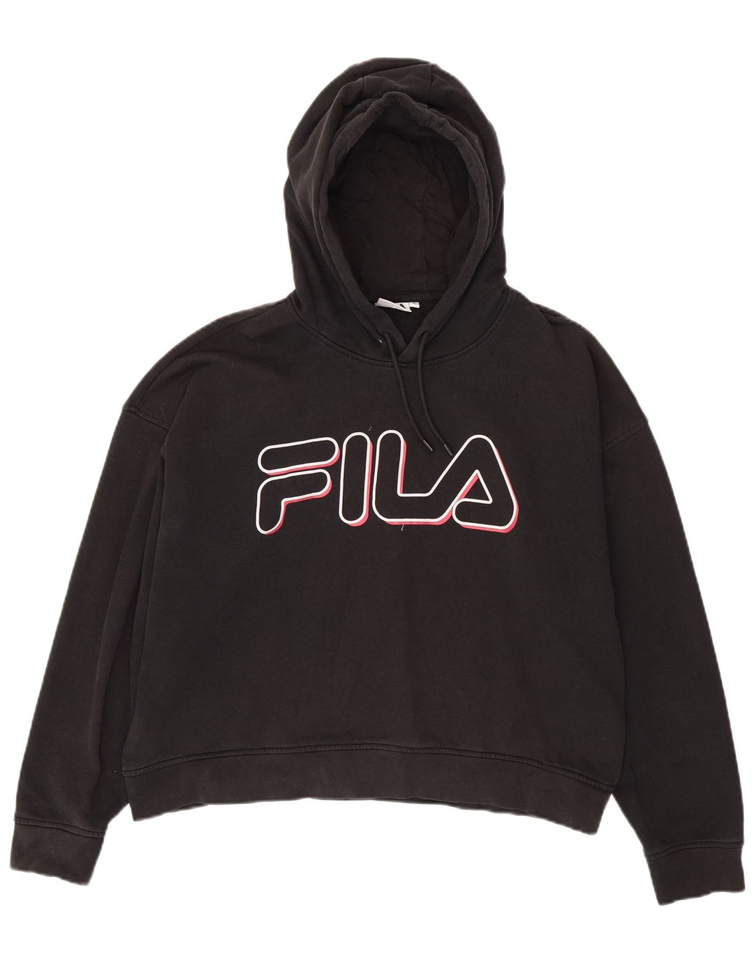 FILA Womens Oversized Graphic Hoodie Jumper UK 18 XL Black Cotton