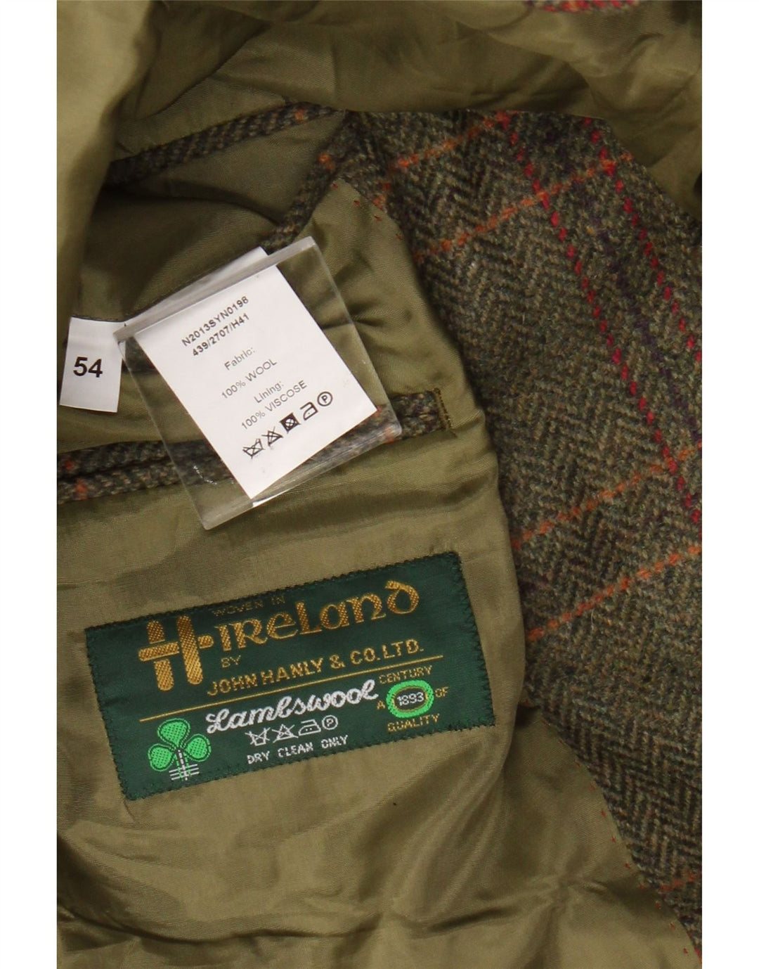 John Hanly&Co Ltd Mens 3 Button Blazer Jacket IT 54 2XL Khaki Check