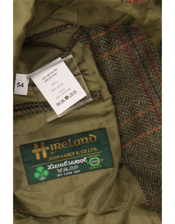 John Hanly&Co Ltd Mens 3 Button Blazer Jacket IT 54 2XL Khaki Check